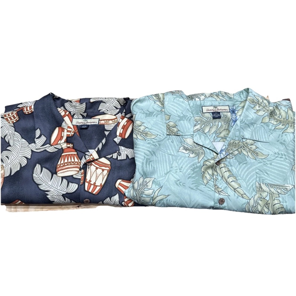 Tommy Bahama Men's XXL Silk Hawaiian Shirt Lot of 2 Floral Camp Aloha Luau